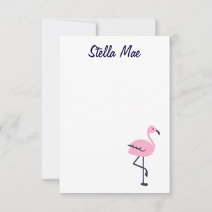 Persoonlijke schattige roze flamingo notecard notitiekaartje