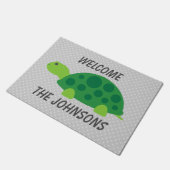 Persoonlijke schattige schildpadpolkadot welkom de deurmat (Schuin)