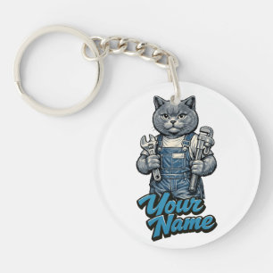 Persoonlijke Schattige Schotse Kat Loodgieter Sleutelhanger