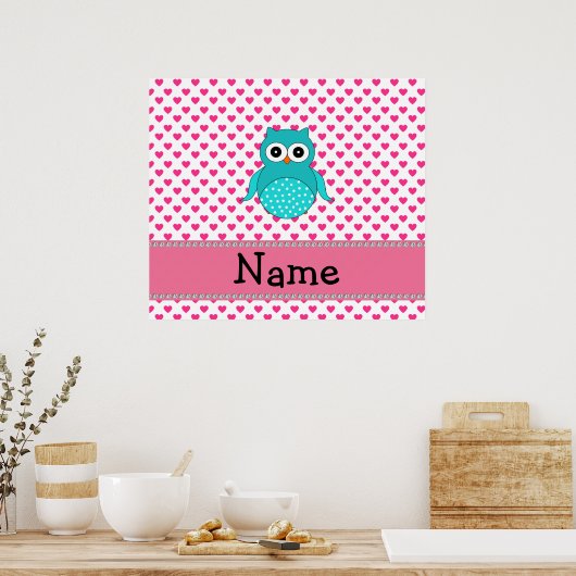 Persoonlijke schattige uil poster (Keuken)