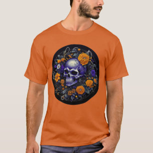 Persoonlijke Schedel en Sinaasappel Bloemen AI-kun T-shirt