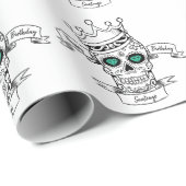 Persoonlijke schedel koning Calavera Gift Cadeaupapier (Rol Hoek)