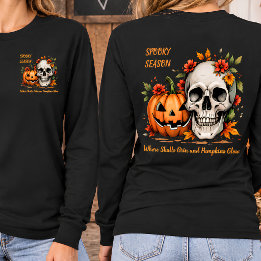 Persoonlijke Schedel Pompoen Halloween Voor- en Ac T-shirt