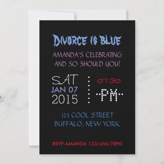 Persoonlijke scheidspartij kaart (Achterkant)