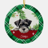 Persoonlijke Schnauzer Eerste Kerstmis Keramisch Ornament (Voorkant)