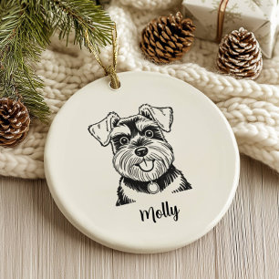 Persoonlijke Schnauzer-hond Kerstmis Keramisch Ornament