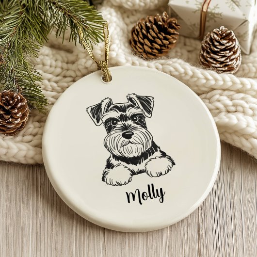 Persoonlijke Schnauzer-hond Kerstmis Keramisch Ornament