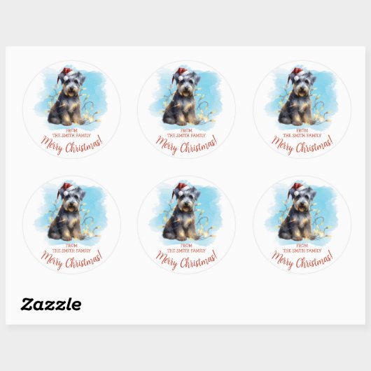 Persoonlijke Schnauzer Kerstmis Ronde Sticker (Vel)