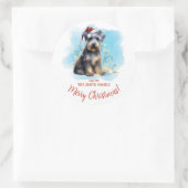 Persoonlijke Schnauzer Kerstmis Ronde Sticker (Tas)