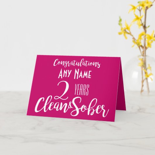 Persoonlijke schone en nuchtere kaart helder roze (Gele Bloem)