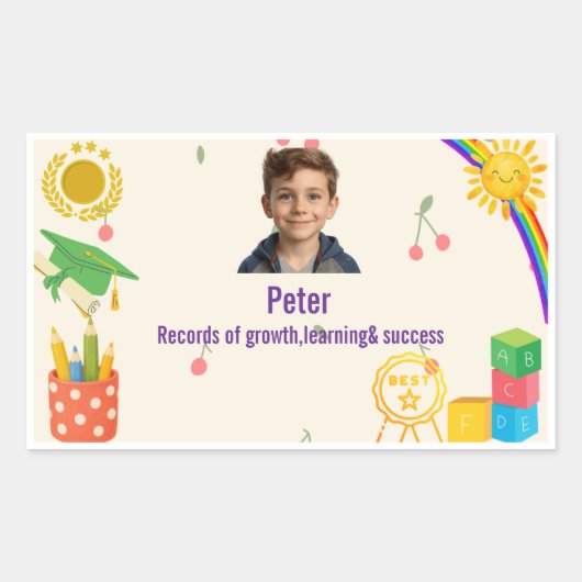 Persoonlijke school document sticker voor kinderen (Voorkant)