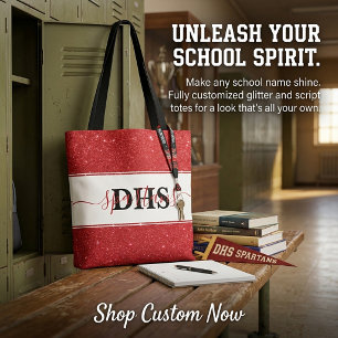 Persoonlijke school kleurblok en glinsterende bood tote bag