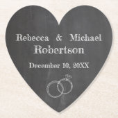 Persoonlijke schoolbord trouwringen kartonnen onderzetters (Voorkant)