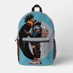 Persoonlijke Schooljongen Blauw/Grijs Bedrukte Rugzak