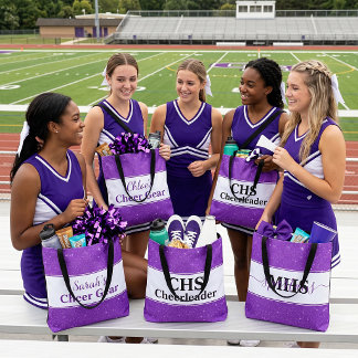 Persoonlijke schoolkleur glinster cheer materiaal tote bag