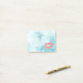 Persoonlijke schoonheidslips op marmer post-it® notes (Op bureau)