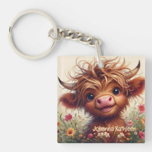 Persoonlijke Schotse Hoogland Koe Acrylen Sleutelh Sleutelhanger