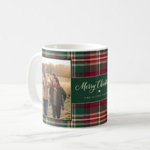 Persoonlijke Schotse Plaid Twee Foto Kerstmis Koffiemok