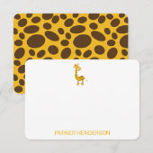 Persoonlijke schrijfset met lief giraffe-motief bedankkaart (Voorkant / Achterkant)