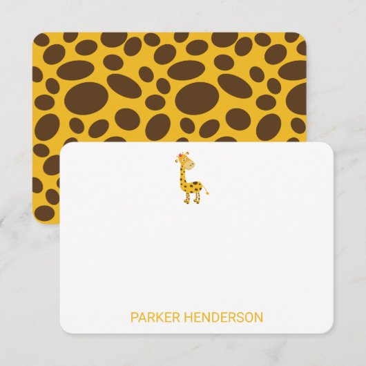 Persoonlijke schrijfset met lief giraffe-motief bedankkaart (Voorkant / Achterkant)