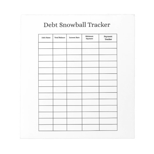 Persoonlijke Schuld Sneeuwbal Tracker Notitieblok (Voorkant)