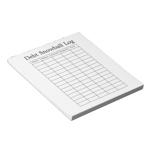 Persoonlijke Schuld Sneeuwbal Tracker Notitieblok (Schuin)