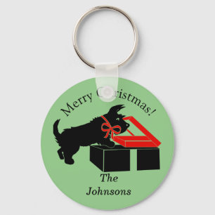 Persoonlijke Scottie-hond kerst-sleutelhanger Sleutelhanger