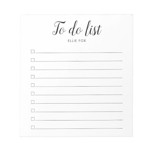 Persoonlijke Script Checkbox Takenlijst Notitieblok (Voorkant)