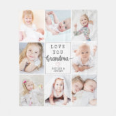 Persoonlijke Script Love You Grandma 8 Foto Fleece Deken (Voorkant)