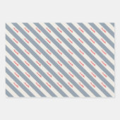 Persoonlijke Script Naam Blauwe Crème Candy Streep Inpakpapier Vel (Voorkant 3)