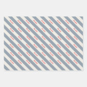 Persoonlijke Script Naam Blauwe Crème Candy Streep Inpakpapier Vel (Voorkant 2)