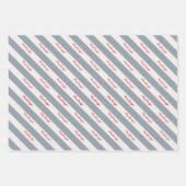 Persoonlijke Script Naam Blauwe Crème Candy Streep Inpakpapier Vel (Voorkant)