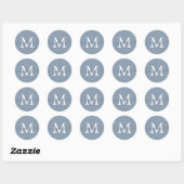 Persoonlijke Script Naam Monogram Stof Blauw Ronde Sticker (Vel)
