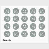 Persoonlijke Script Naam Monogram Stof Groen Ronde Sticker (Vel)