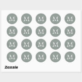 Persoonlijke Script Naam Monogram Stof Groen Ronde Sticker (Vel)