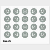 Persoonlijke Script Naam Monogram Stof Groen Ronde Sticker (Vel)