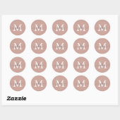 Persoonlijke Script Naam Monogram Stof Roze Ronde Sticker (Vel)