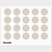 Persoonlijke Script Naam Monogram Warm Beige Ronde Sticker (Vel)