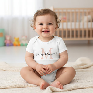 Persoonlijke Script Naam Monogram Zachte Roze Romper