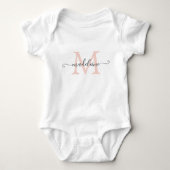 Persoonlijke Script Naam Monogram Zachte Roze Romper (Voorkant)
