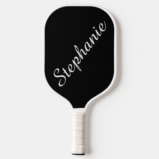 Persoonlijke Script Name Black en White Pickleball Paddle (Achterkant)