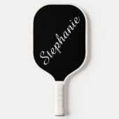 Persoonlijke Script Name Black en White Pickleball Paddle (Voorkant)