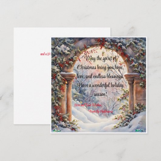 Persoonlijke Script Winter Boog Wenskaart Feestdagenkaart (Voorkant / Achterkant)