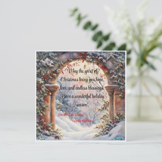 Persoonlijke Script Winter Boog Wenskaart Feestdagenkaart (Staand voorkant)