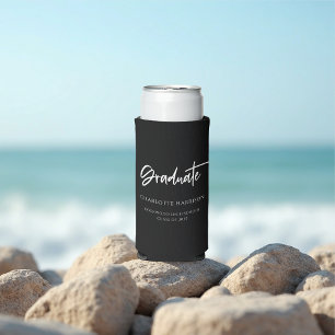 Persoonlijke scriptgradatie-partij zwart-wit seltzer blikjeskoeler