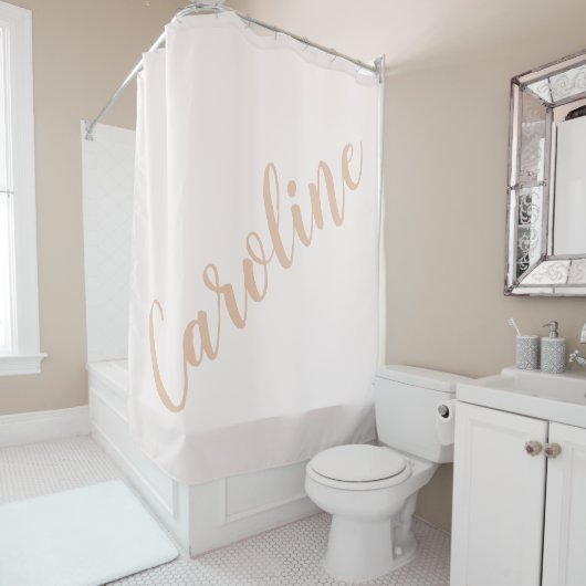 Persoonlijke Scriptnaam Aangepaste Blush Badkamer Douchegordijn (In situ)
