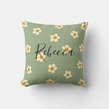 Persoonlijke scriptnaam Cute Daisy-patroon Groen