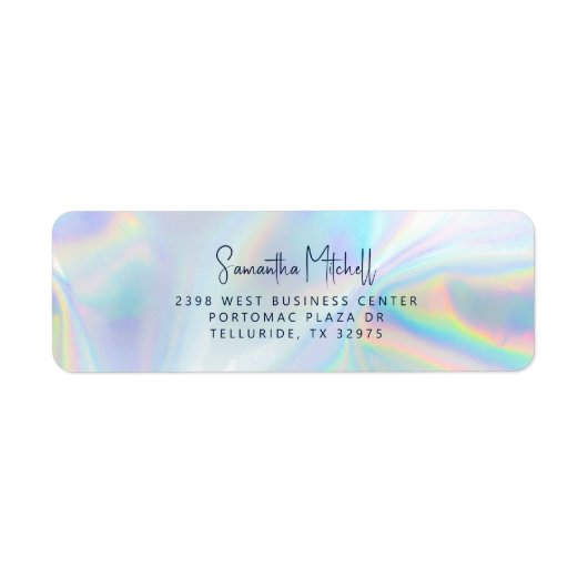 Persoonlijke scriptnaam Iridescent Retouradres Etiket (Voorkant)