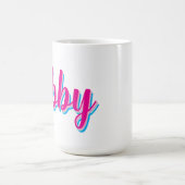 Persoonlijke scriptnaam koffiemok | Roze Blauw (Center)