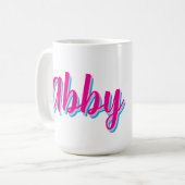 Persoonlijke scriptnaam koffiemok | Roze Blauw (Voorkant links)
